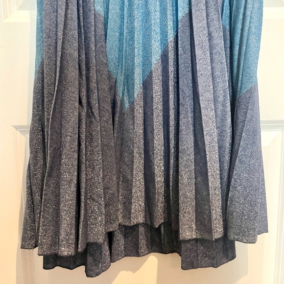 Free People - Blue Shimmer Pleated Love Mini Dress - Picture 4 of 5